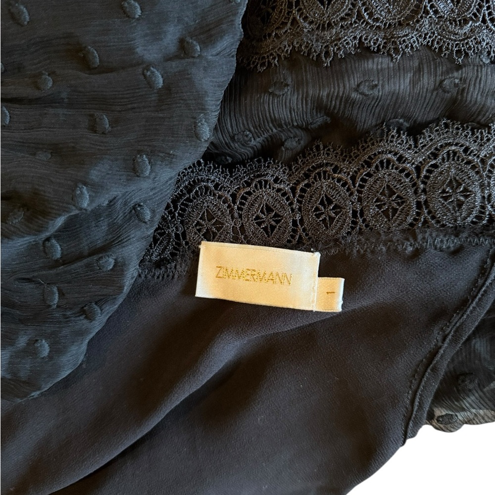 Zimmermann Black Silk Lace Trim Romper V Neck Long Sleeve Size 1 Small - Picture 13 of 13